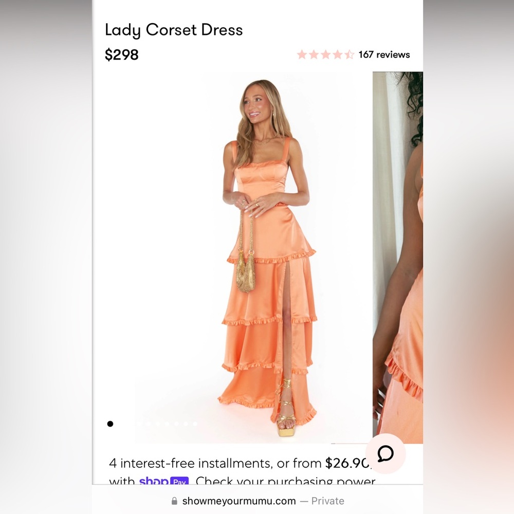 Show me your Mumu - Lady Corset Dress - Cantaloupe. Size Medium